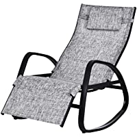 Los mejores  - Outsunny Tumbona Mecedora de Exterior con Respaldo y Reposapiés Regulables 90x64x110 cm Gris